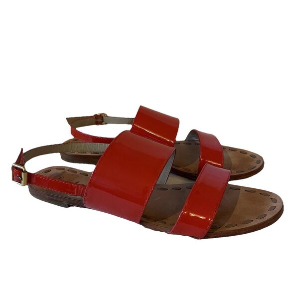 Boden Red Patent Leather Flat Heel Open Toe Sandals, Women’s Size 38/ 7.5 - Picture 3 of 11